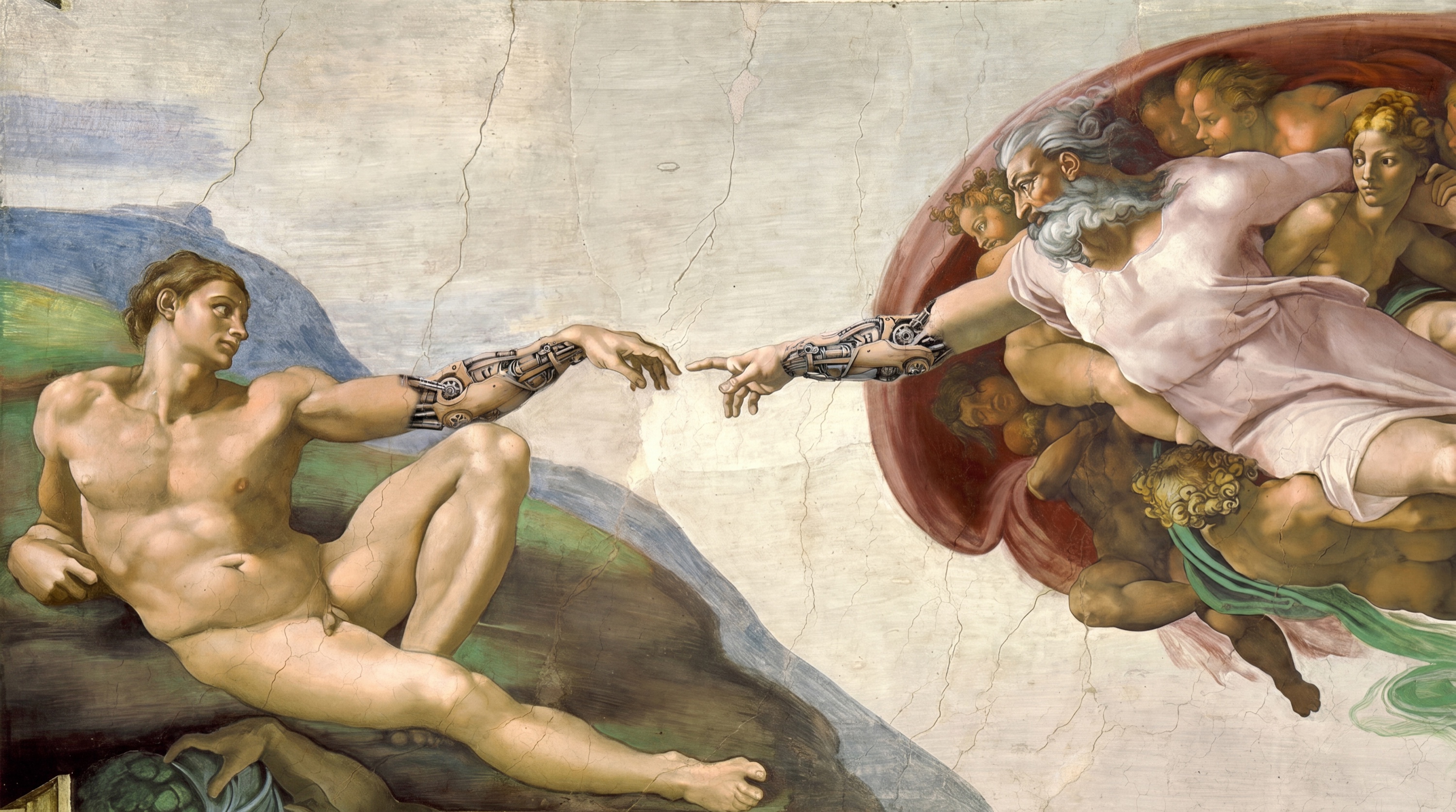 The Creation of Adam, reimagined for the age of merging Humans and Machines